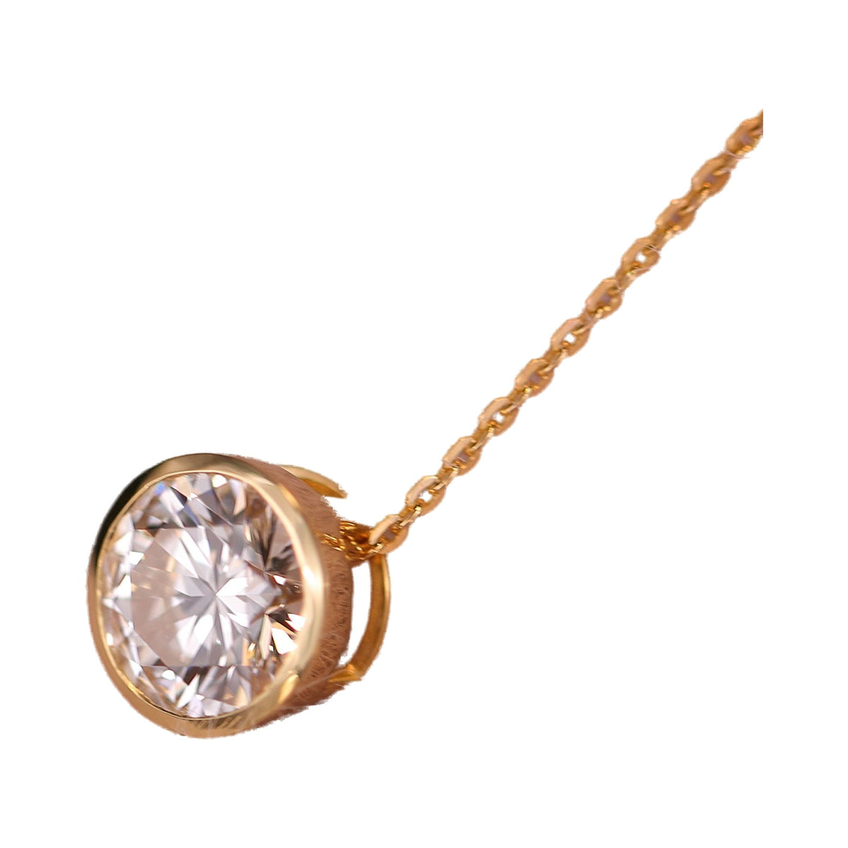0.35 CT & 2.0CT Lab grown Diamond Round Bezel Pendant in 10k Yellow Gold from Carat and Kraft, on white