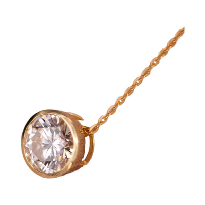 0.35 CT & 2.0CT Lab grown Diamond Round Bezel Pendant in 10k Yellow Gold from Carat and Kraft, on white