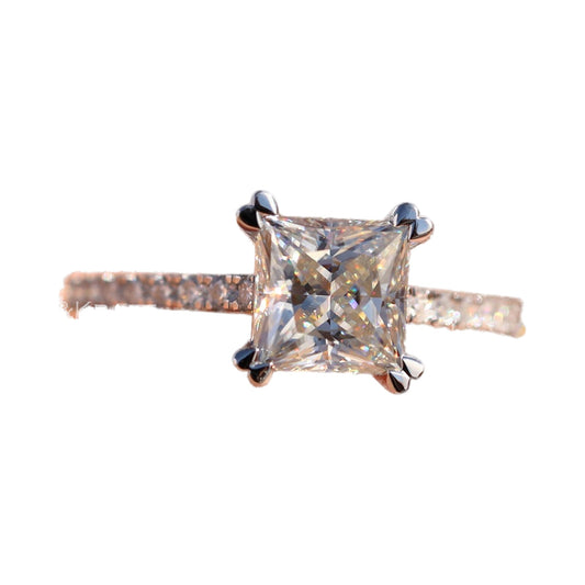 0.50 to 3.00 CT Princess Cut Lab Grown Diamond Engagement Ring from Carat and Kraft, on white