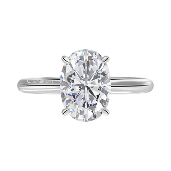 Oval Cut Lab Grown Diamond Solitaire Engagement Ring from Carat and Kraft, on white