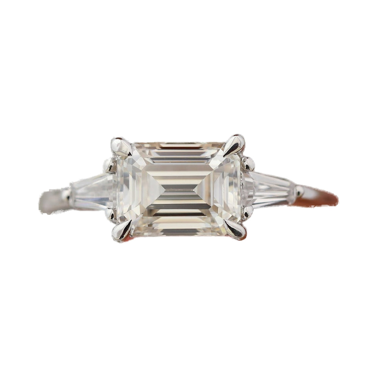 0.50 CT To 3.00 CT Emerald Cut Three Stone Lab Grown Diamond Engagement Ring, from Carat and Kraft, on white