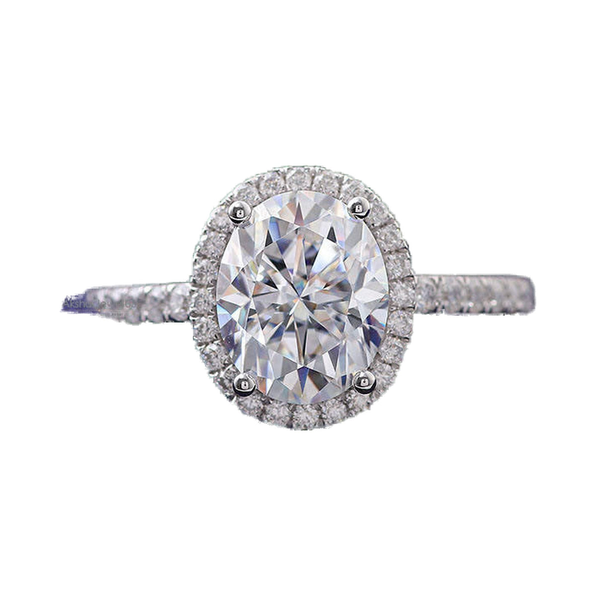 1.00 To 5.00CT Oval Cut Halo Moissanite Engagement Ring from Carat and Kraft, on white
