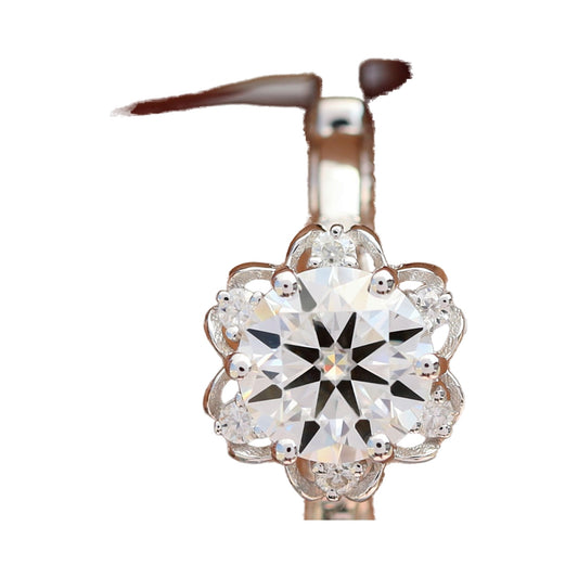 1.00 CT Round Cut Moissanite Engagement Ring, Antique Vintage Style Flower Halo Ring from Carat and Kraft, on white