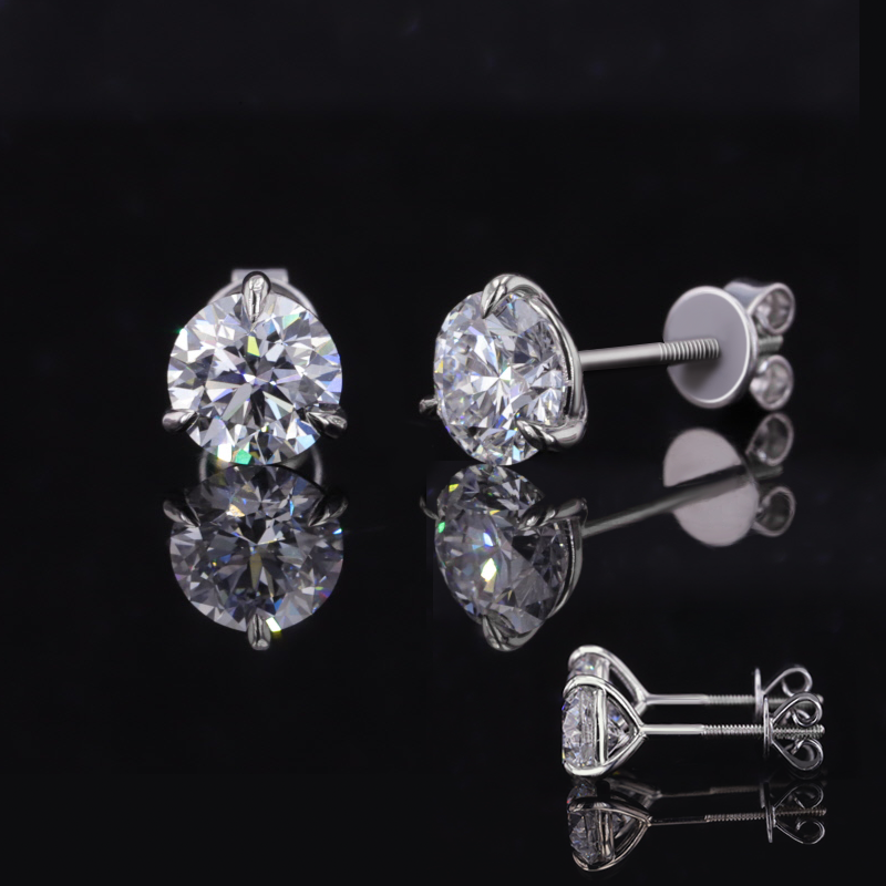 0.20-4.0 Carat Round Cut Lab Grown Diamond Stud Earrings