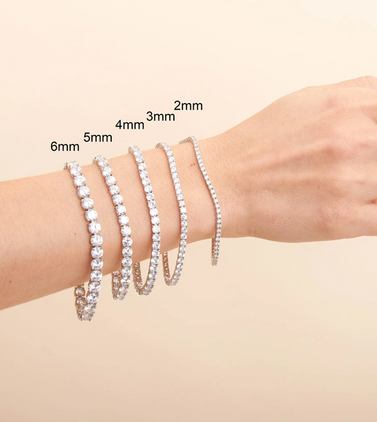 2 - 4.5mm Lab Grown Diamond Bracelet, 925 Sterling Silver Tennis Bracelet