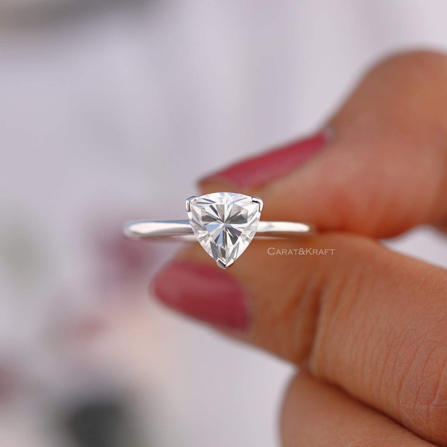 0.50CT - 3.00CT Trillion Cut Lab Created Diamond Engagement Ring