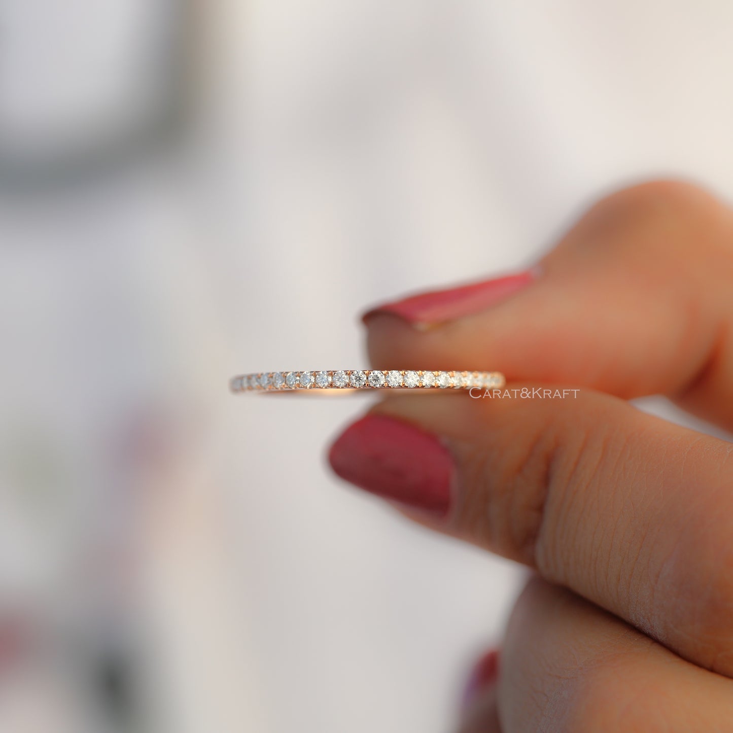 1.3mm Lab Grown Diamond Half Eternity Minimalist Band