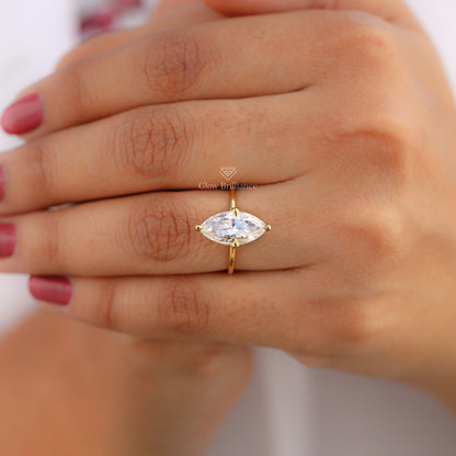 Marquise Cut Moissanite Diamond Engagement Ring, view 2