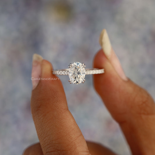 Oval Accented Solitaire Engagement Ring