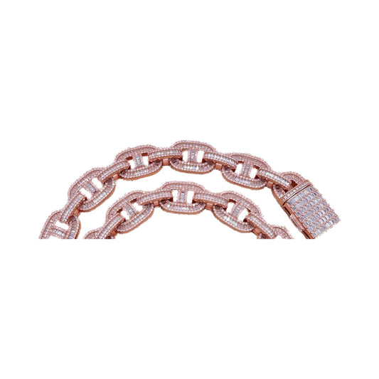 15mm & 18mm Iced Out Baguette Cut Cuban Link Chain from Carat and Kraft, on white