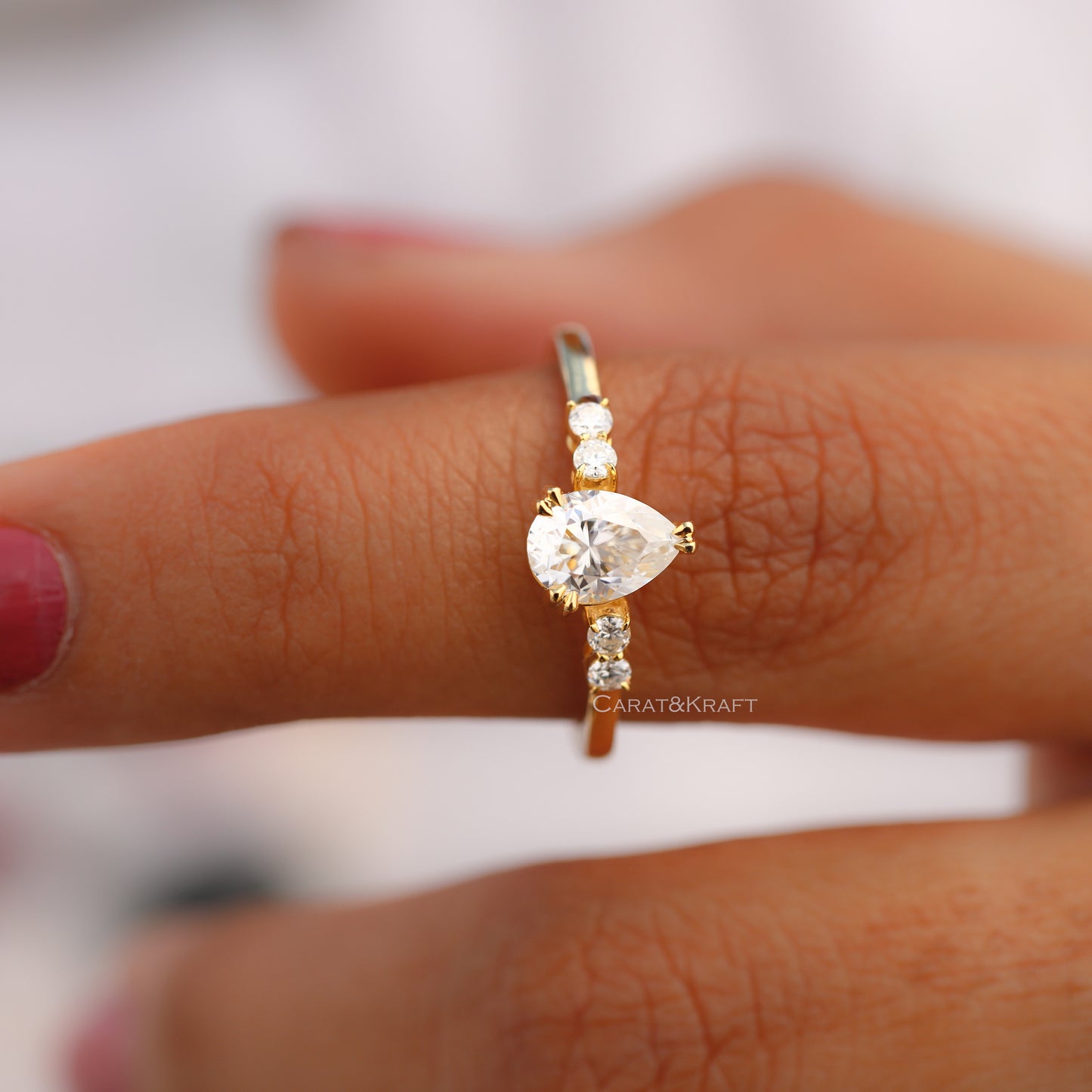 Pear Shaped Minimalist Moissanite Engagement Ring