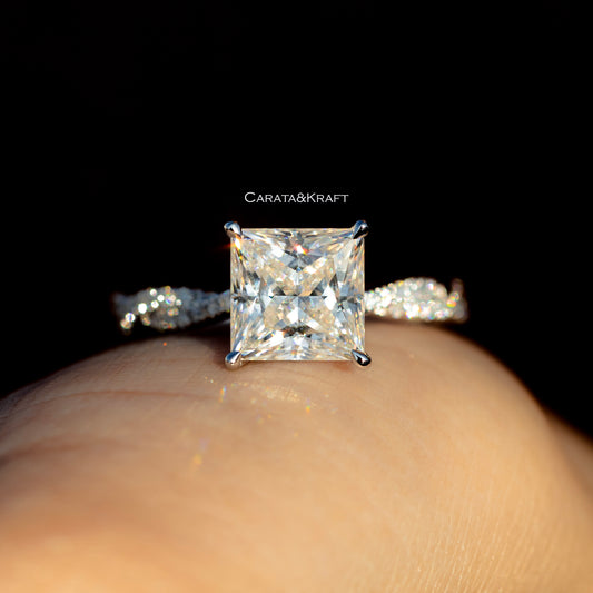 Princess Cut Twisted Infinity Moissanite Diamond Band Ring