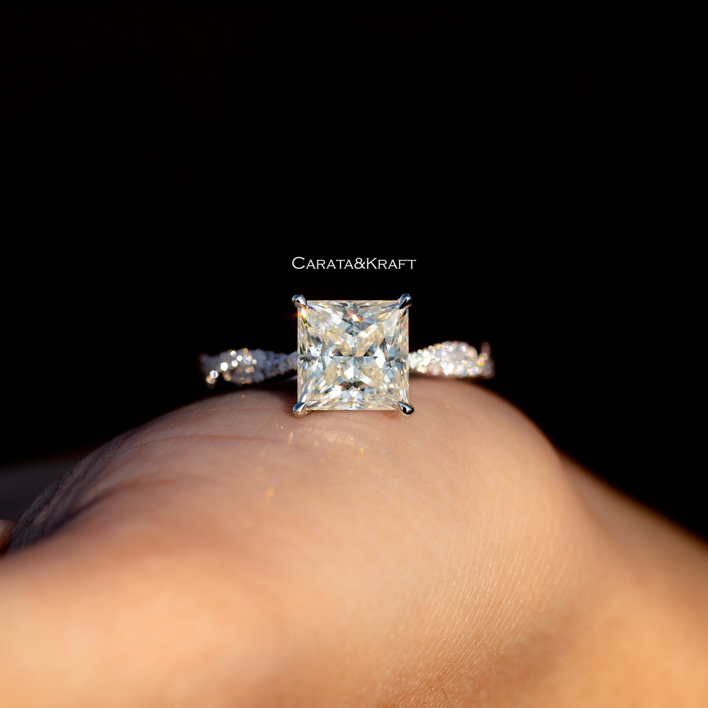 Princess Cut Twisted Infinity Moissanite Diamond Band Ring