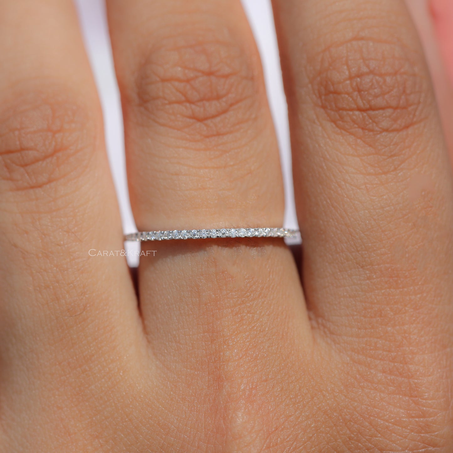 1mm Round Cut Half Eternity Wedding Band