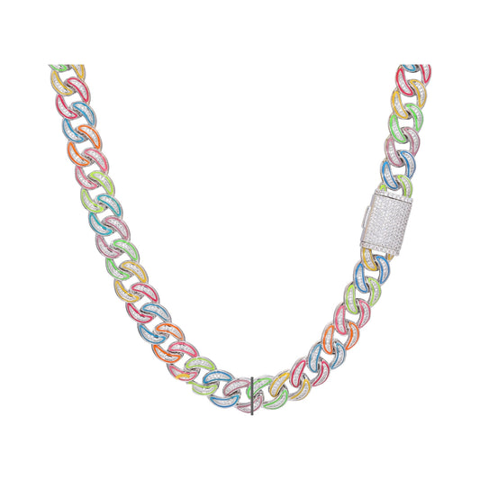 Glow In The Dark Miami Cuban Link Chain Necklace & Bracelet from Carat and Kraft, on white