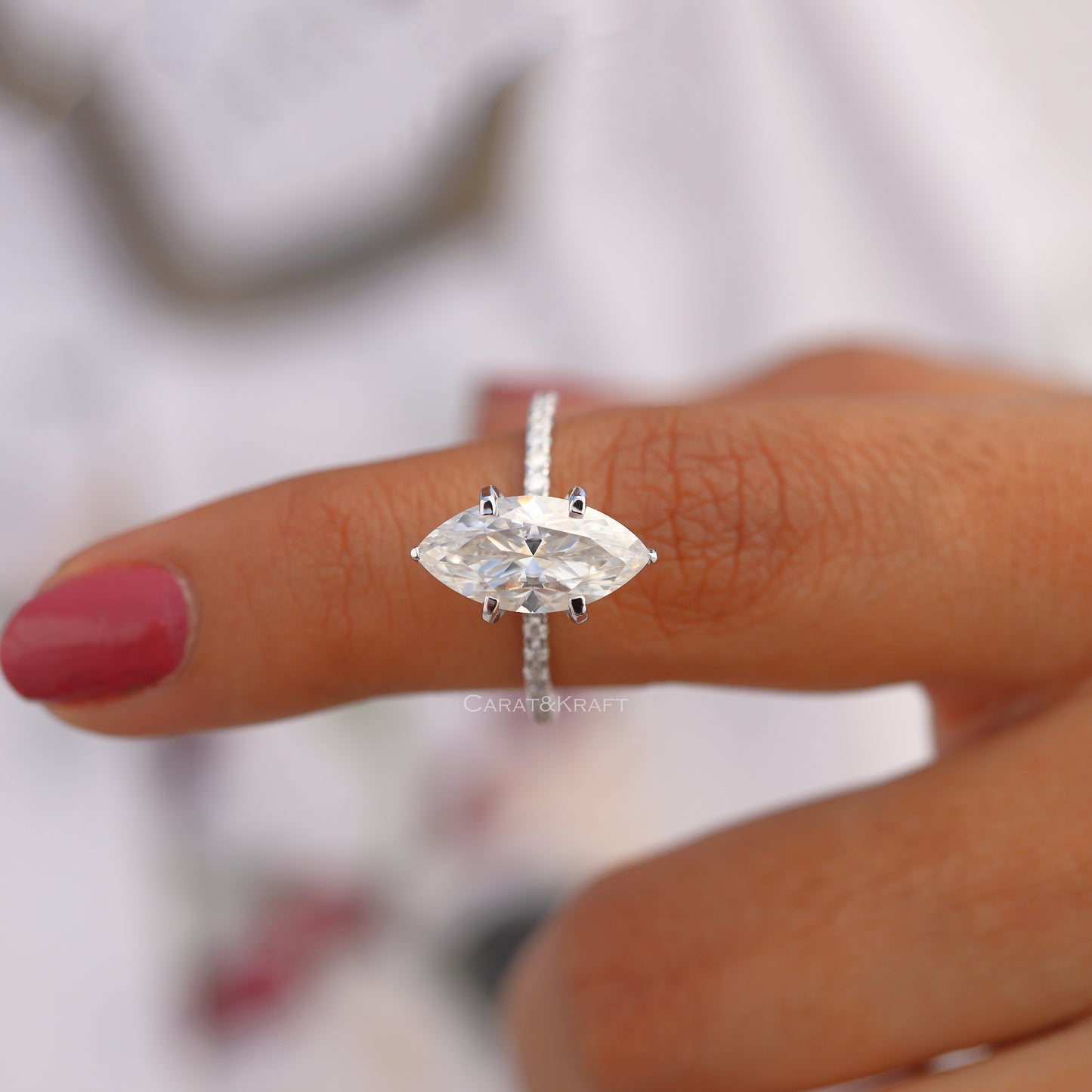 Marquise Moissanite Engagement Ring