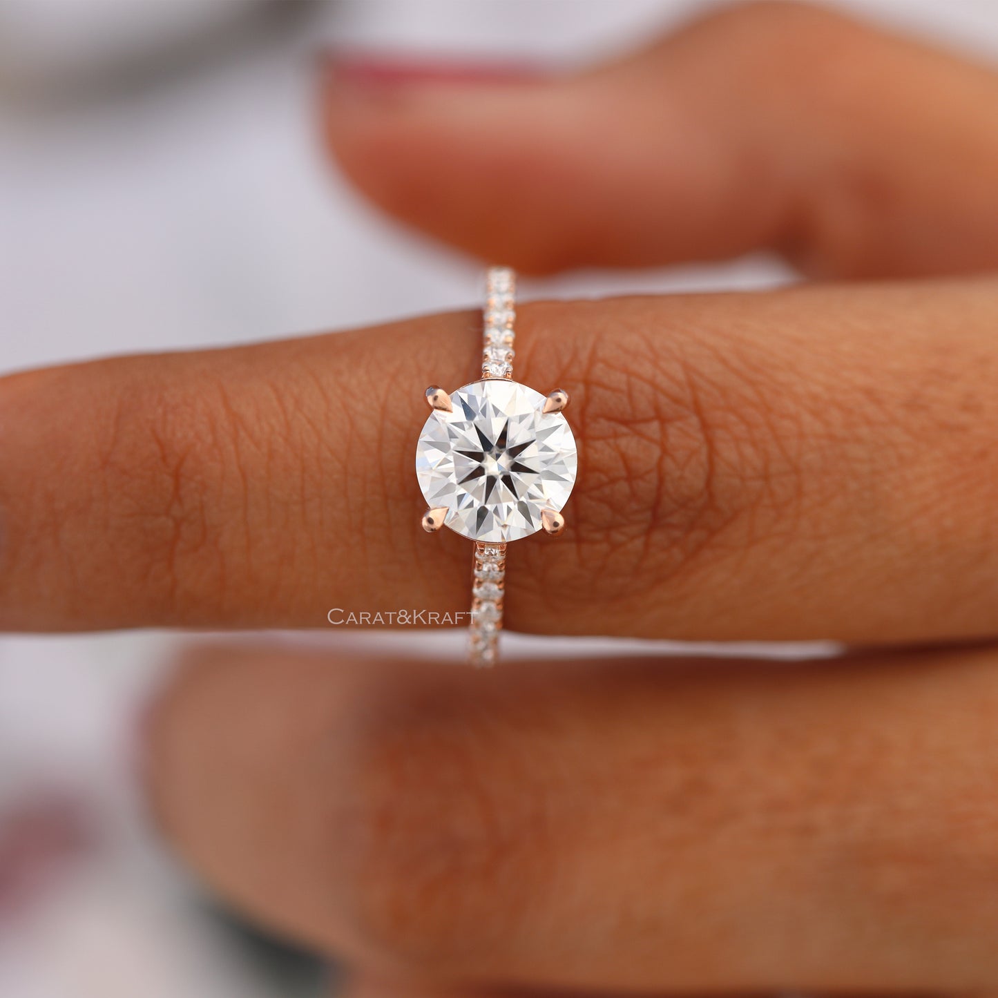 Round Brilliant Cut Colorless Moissanite Ring