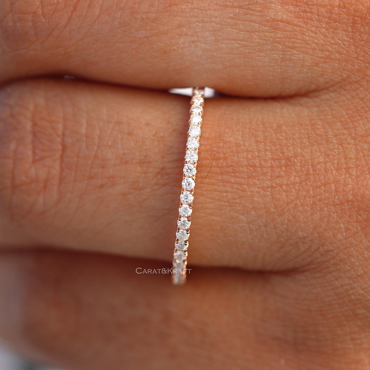 1.3mm Solid Gold Half Eternity Moissanite Band