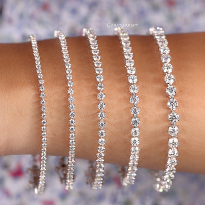14K Yellow Gold Lab Grown Diamond Tennis Bracelet: Bridal Wedding Jewelry