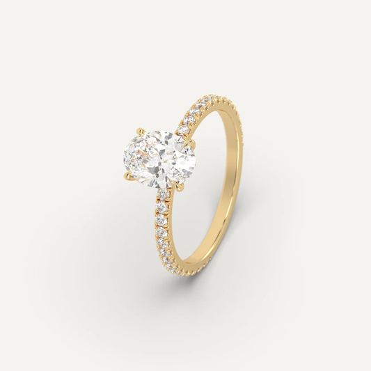 Oval Moissanite Wedding Ring/ Colorless Moissanite Bridal Ring
