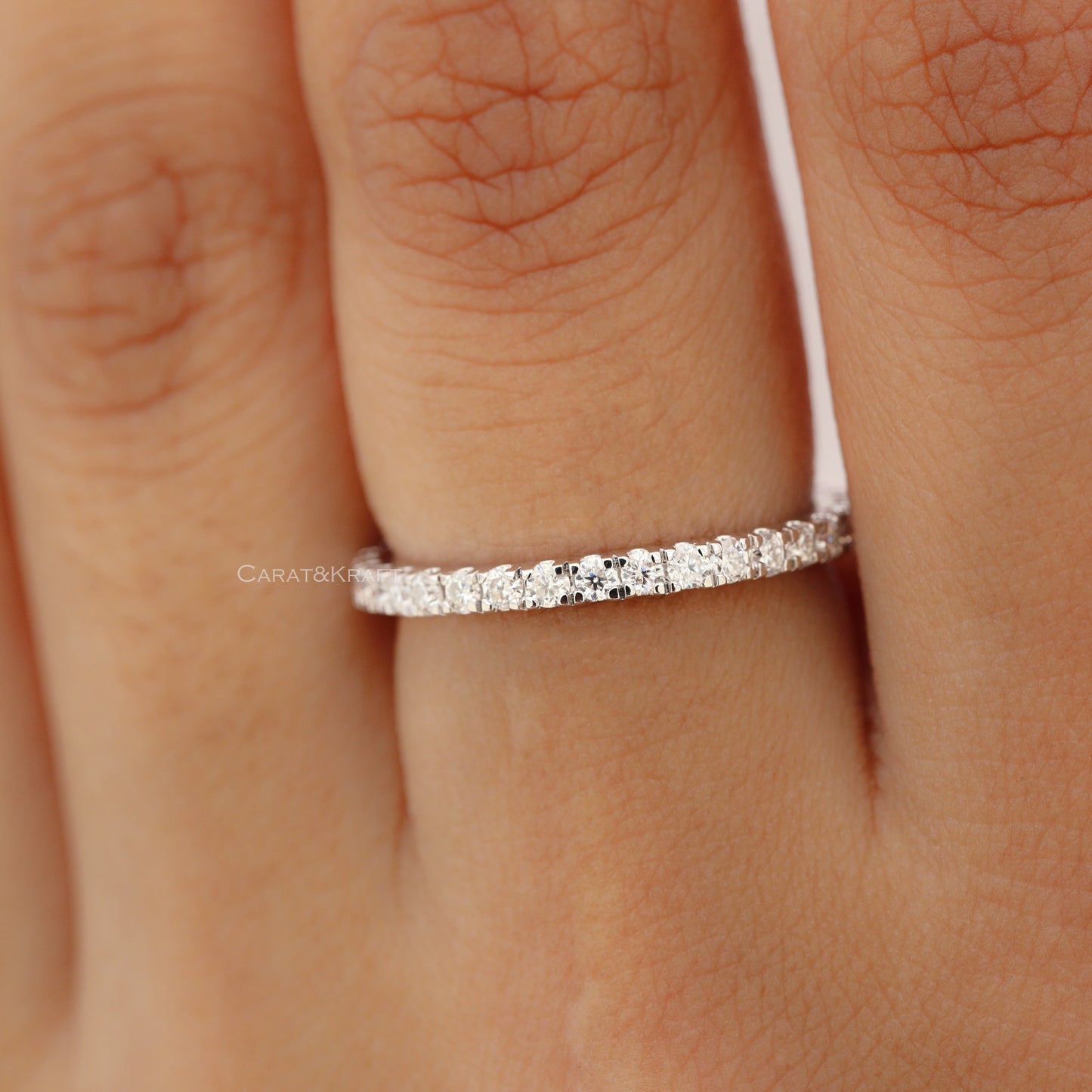 Infinity Wedding Band, 1.7mm Round Moissanite Full Eternity Band