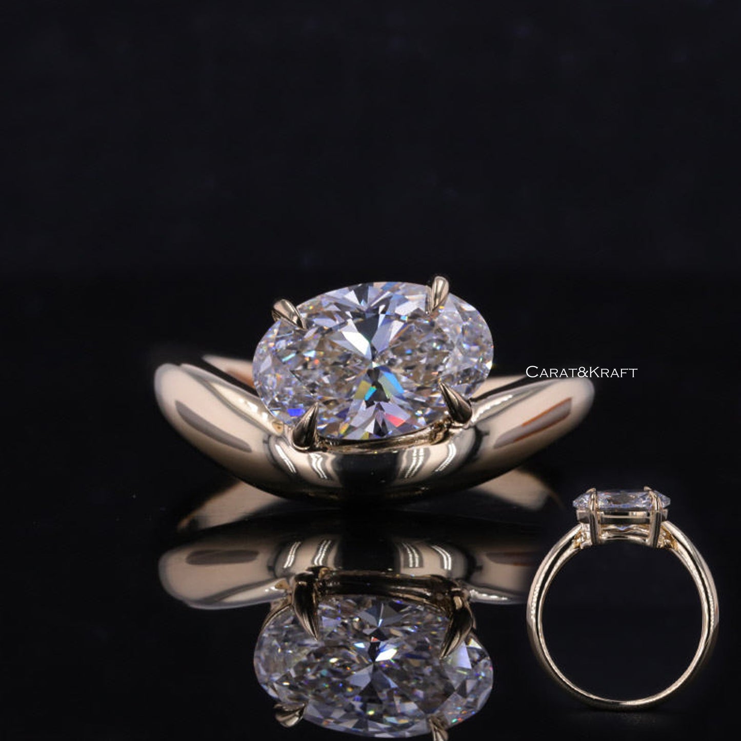 oval lab grown diamond engagement ring 