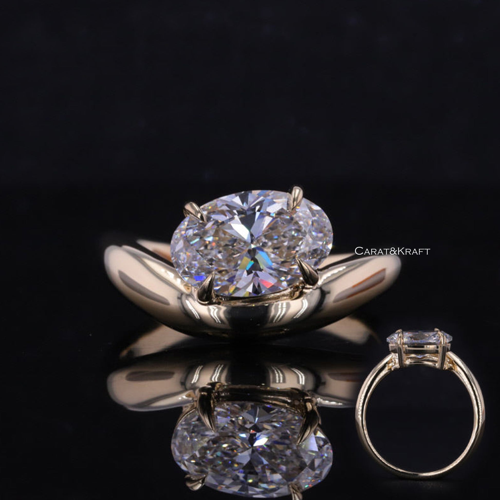 oval lab grown diamond engagement ring 