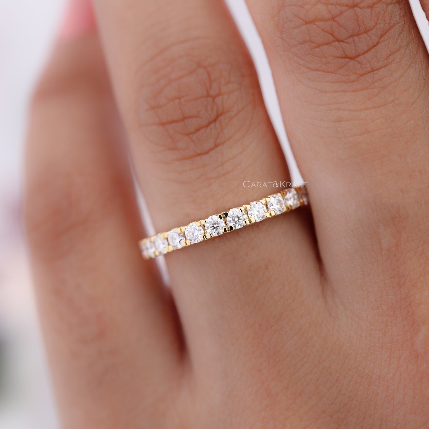 Round Moissanite Halfway Stackable Wedding Band