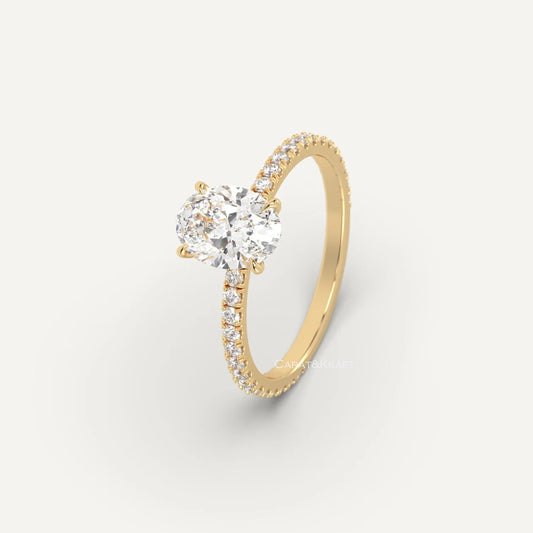lab diamond engagement ring pave set diamond ring 