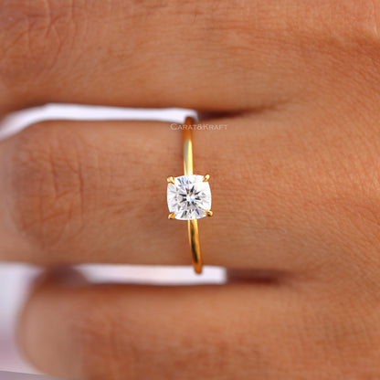 Cushion Solitaire Lab Grown Diamond Engagement Ring, view 7