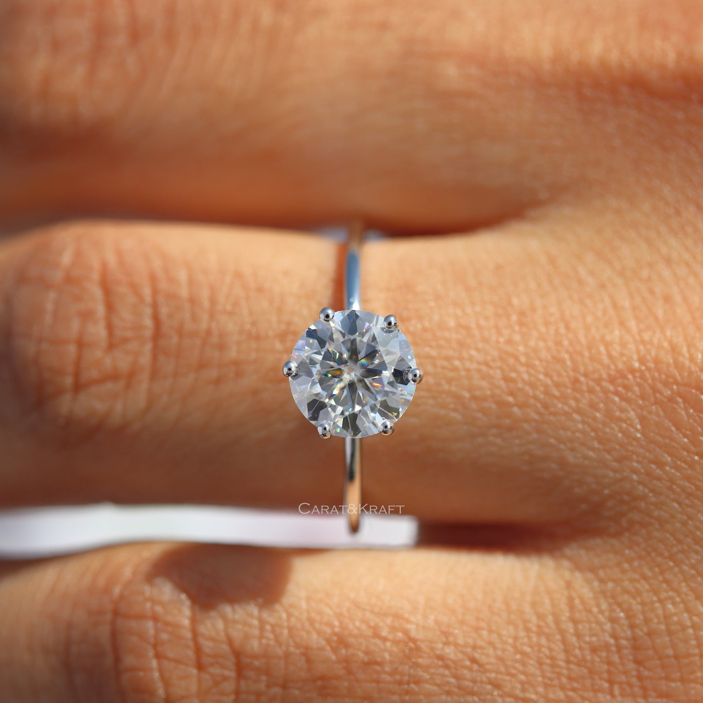 Round Cut Moissanite Solitaire Engagement Ring