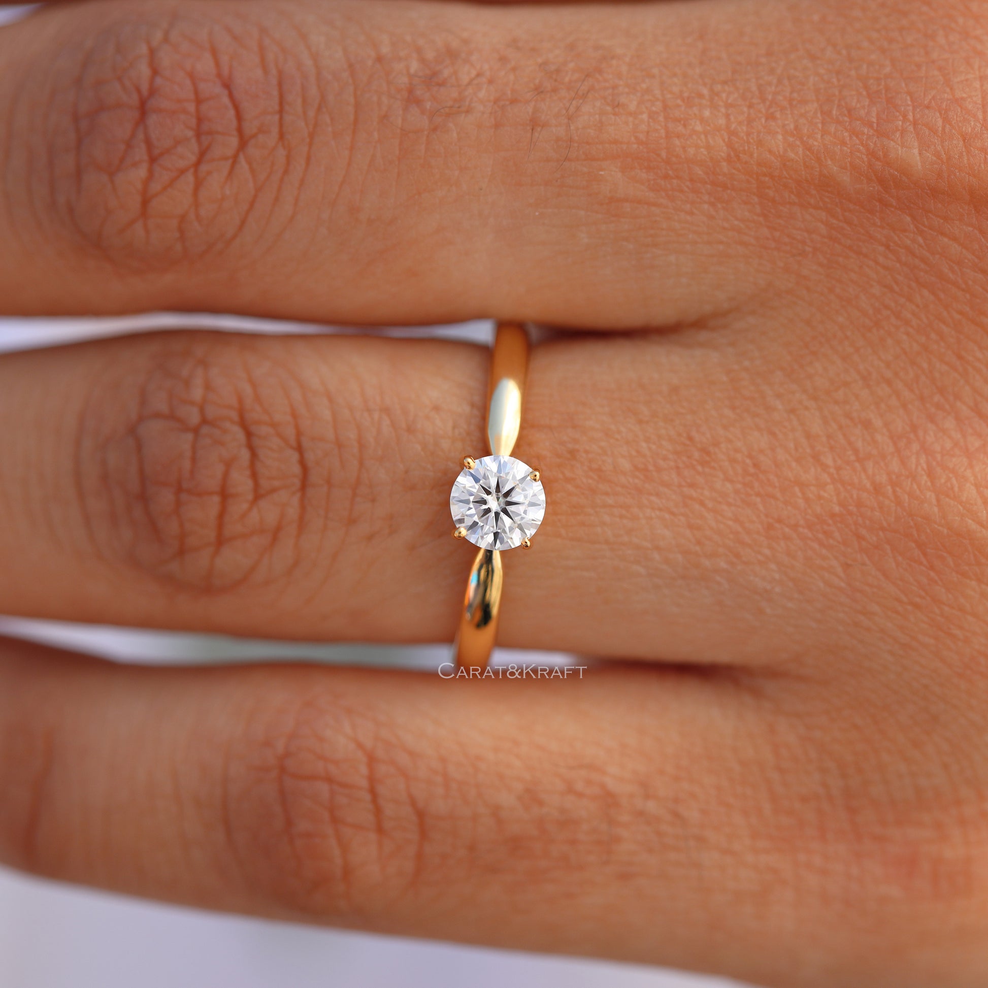 Round Lab Grown Diamond Solitaire Engagement Ring