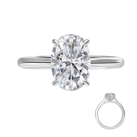 Oval Cut Lab Grown Diamond Wedding Ring, 0.50 to 5.0 CT Oval Solitaire Engagement Ring