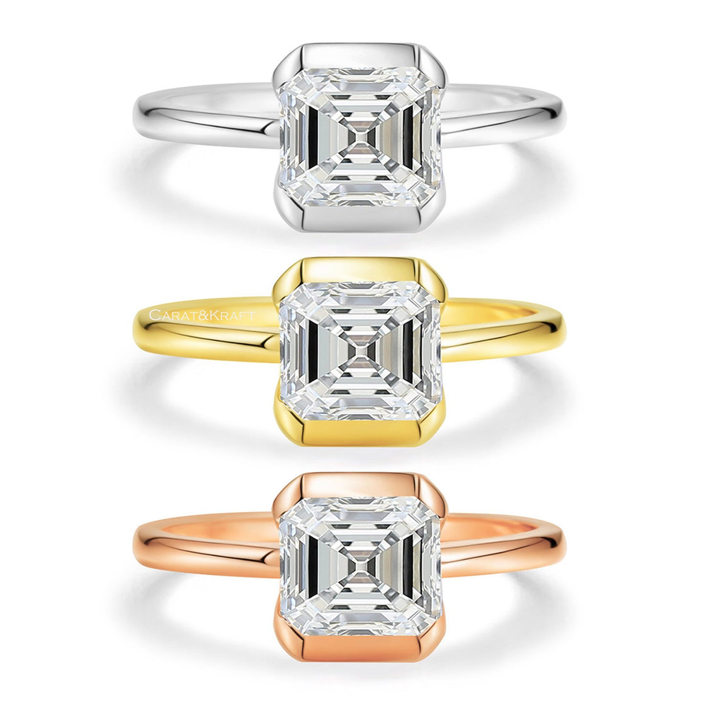 asscher lab grown diamond engagement ring, diamond ring 