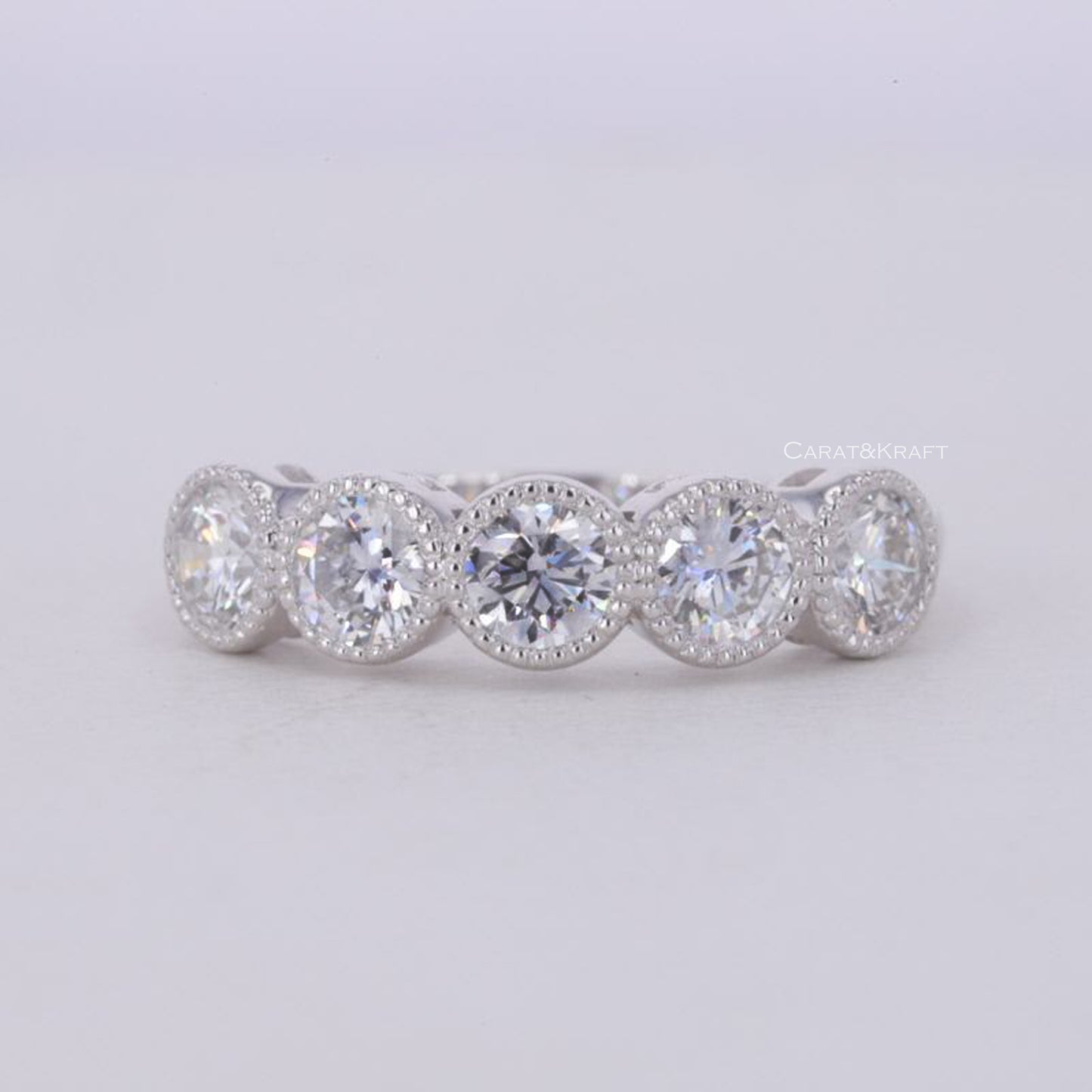 Round Diamond Five Stone Band, 1.23 CT Round Lab Grown Diamond Band