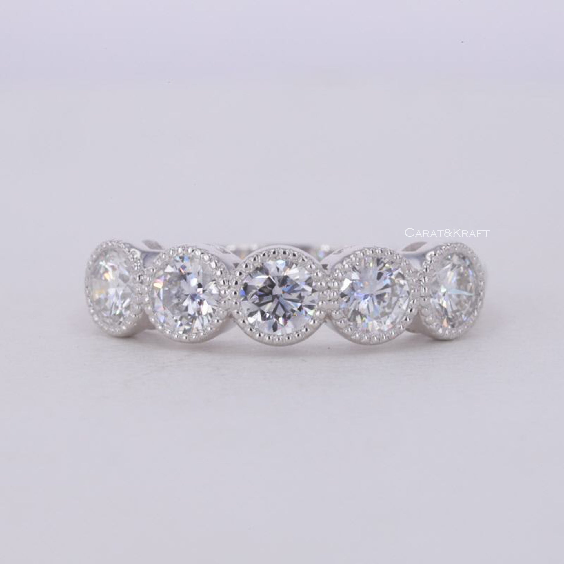 Round Diamond Five Stone Band, 1.23 CT Round Lab Grown Diamond Band