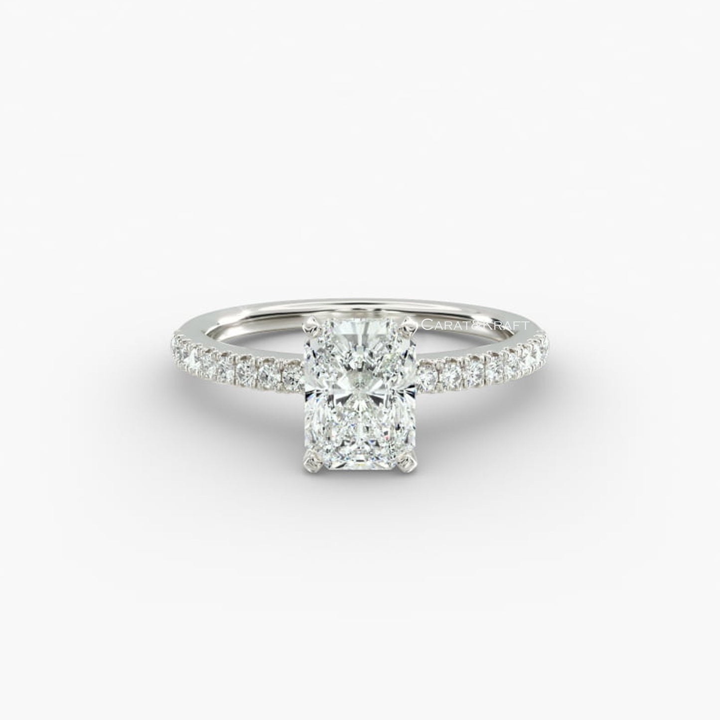 Radiant Cut Lab Grown Diamond Pave Engagement Ring