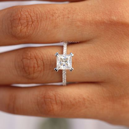 Princess Cut Colorless Moissanite Engagement Ring, view 1