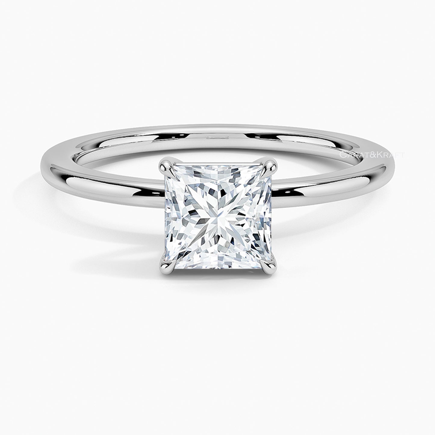 Princess Cut Diamond Ring for Women, Lab Grown Diamond Solitaire Engagement Ring