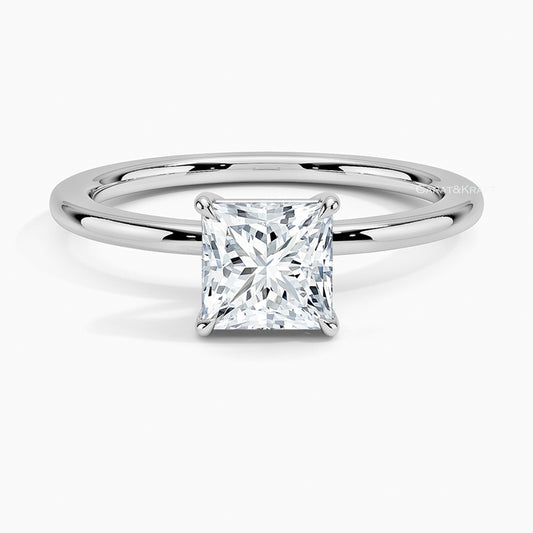Princess Cut Diamond Ring for Women, Lab Grown Diamond Solitaire Engagement Ring