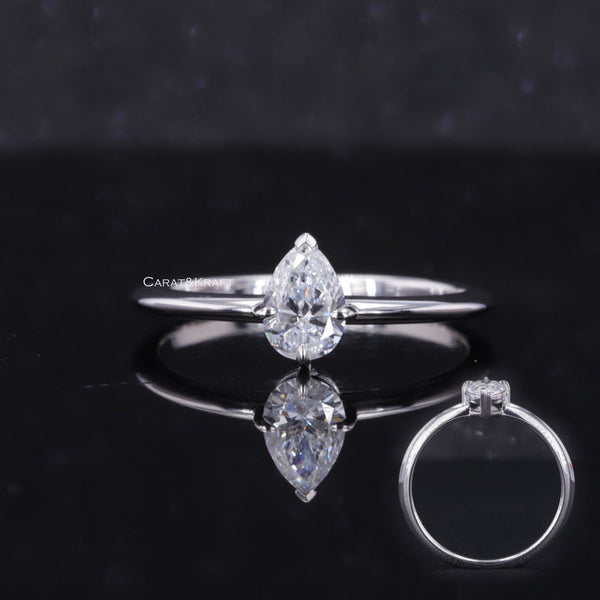 pear moissanite diamond ring, solitaire ring 