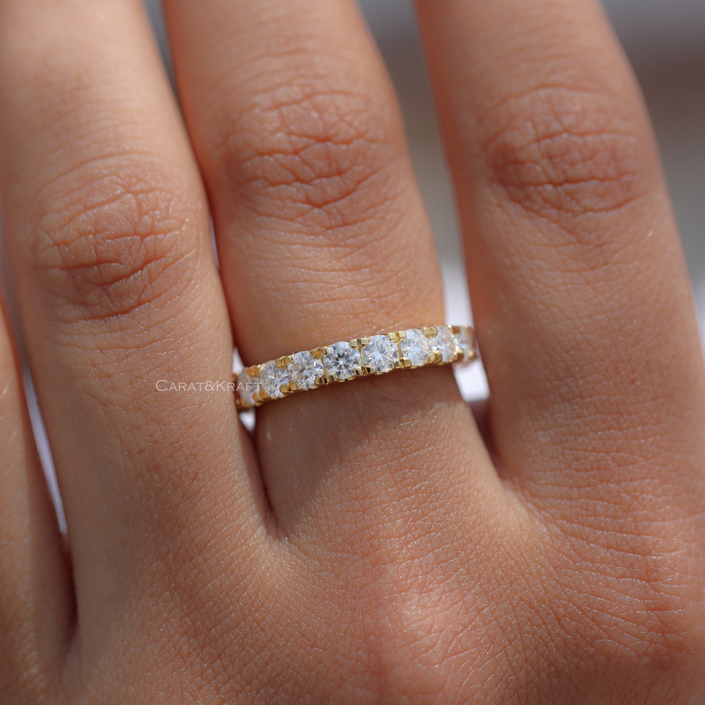 3mm Round Moissanite Minimalist Half Eternity Band