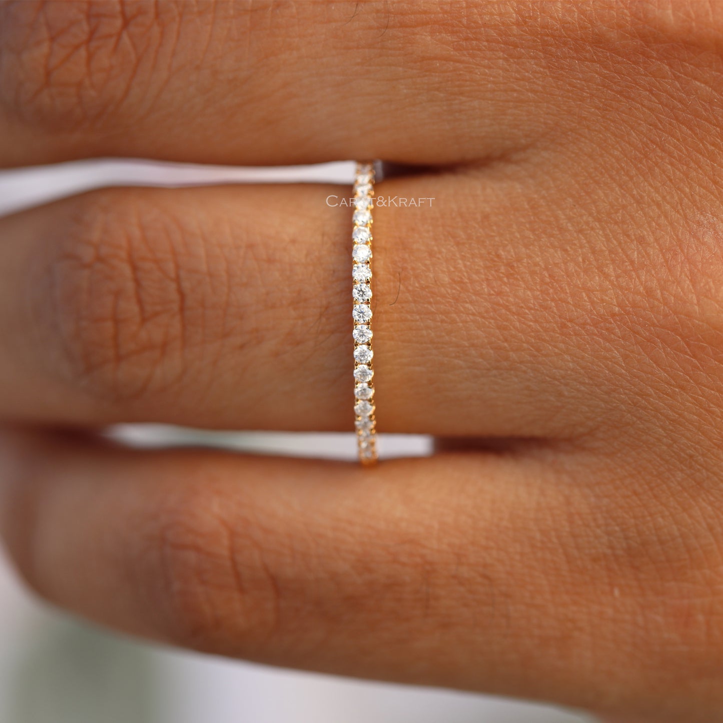 1.3mm Solid Gold Half Eternity Moissanite Band