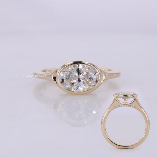 Oval Cut Lab Grown Diamond Wedding Ring, 0.50 to 5.0 CT Oval Solitaire Engagement Ring