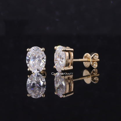0.20 - 4.0 Carat Oval Lab Grown Diamond Earrings, view 2