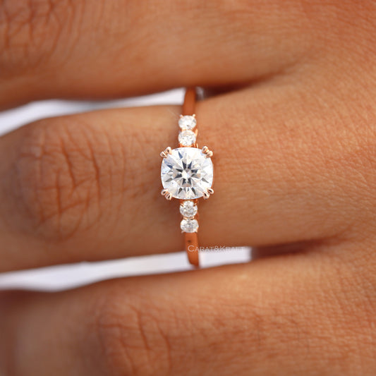 Cushion Cut Double Claw Prong Minimalist Engagement Ring