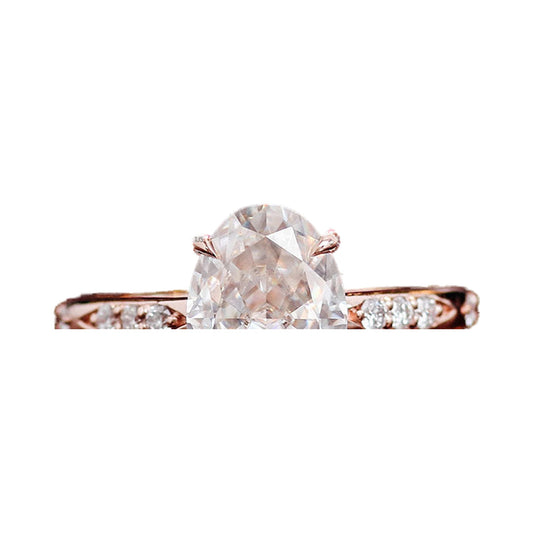2.00CT Crushed Ice Oval Cut Lab Grown Diamond Hidden Halo Moissanite Ring from Carat and Kraft, on white