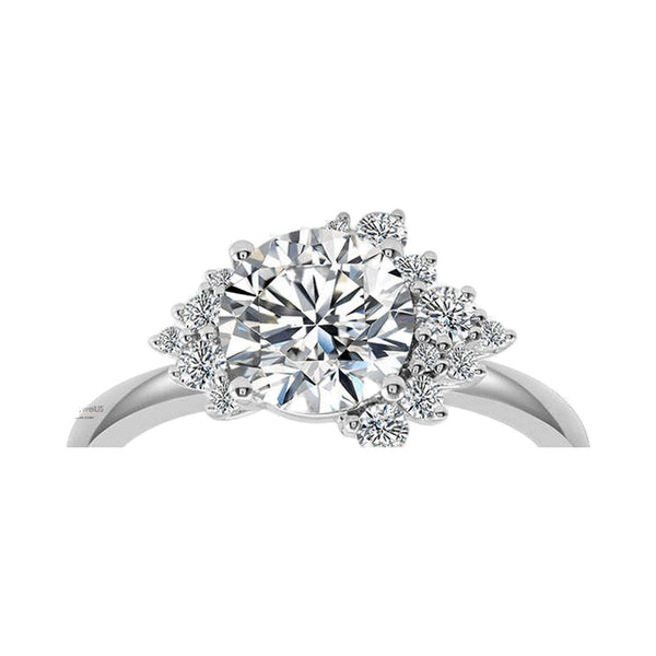 2.00CT Round Cluster Lab Grown Diamond & Moissanite Ring Set from Carat and Kraft, on white