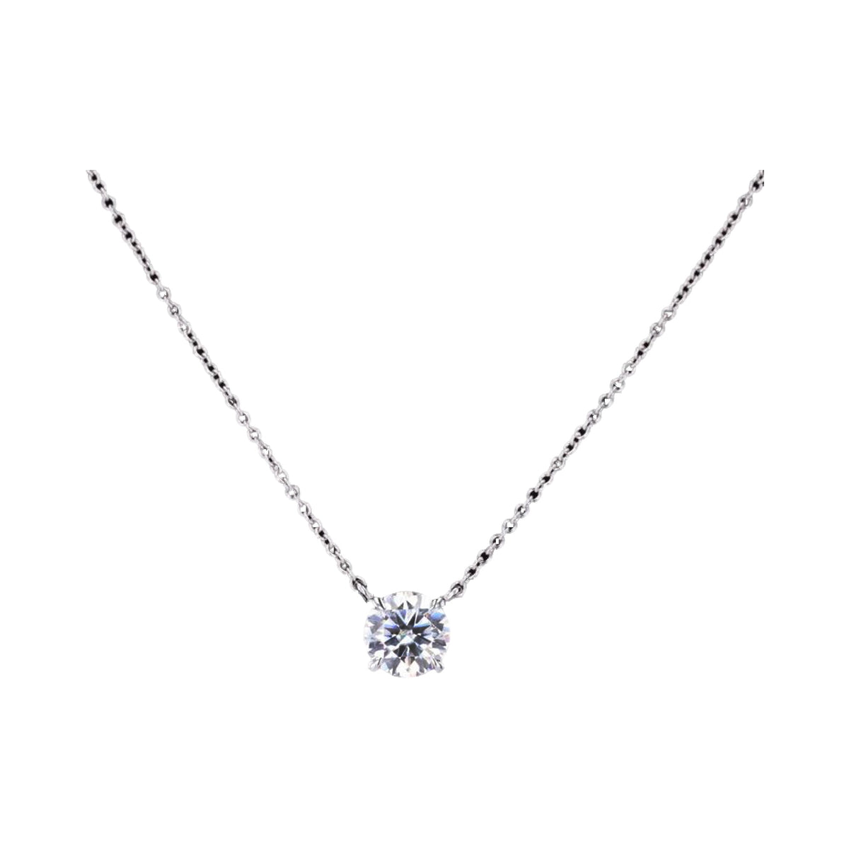 1.65 CT Round Cut Moissanite Diamond Solitaire Pendant from Carat and Kraft, on white