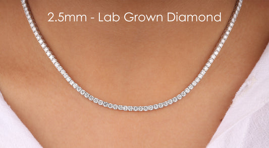 Lab Grown Diamond 14K Yellow Gold Round Line Necklace, 16"L, 10ctw